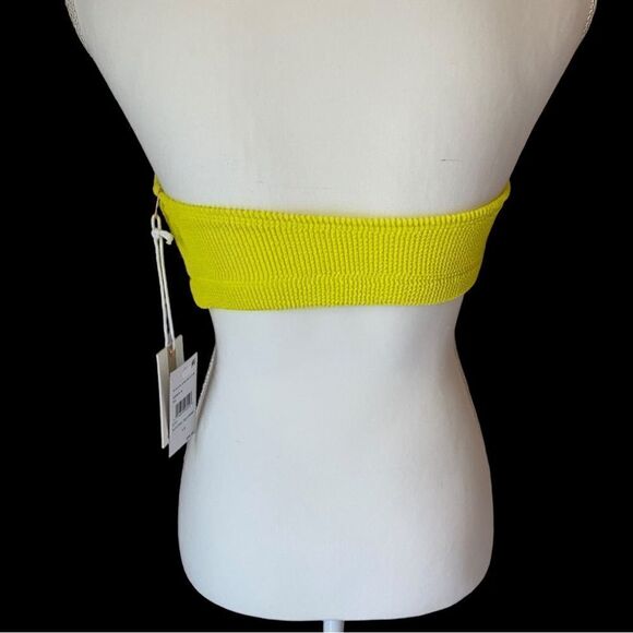 Good American Crinkle Basic Bandeau Electric Yellow Size 1/2 NWT - Picture 3 of 4